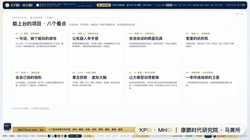 무대에 설 만한 프로젝트, 여덟 가지 관전 포인트